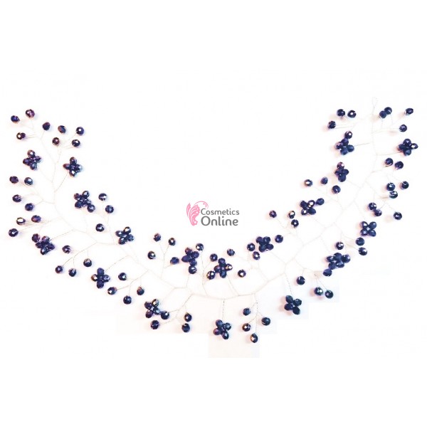 Accesoriu modern pentru decor par WED53 Argintiu cu cristale de 35cm - Denim